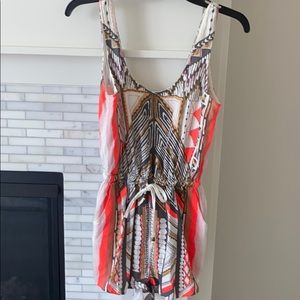 Mink pink romper Aztec print with neon pops xs